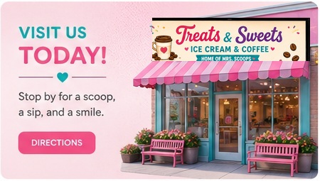 Treats and Sweets storefront with approved logo